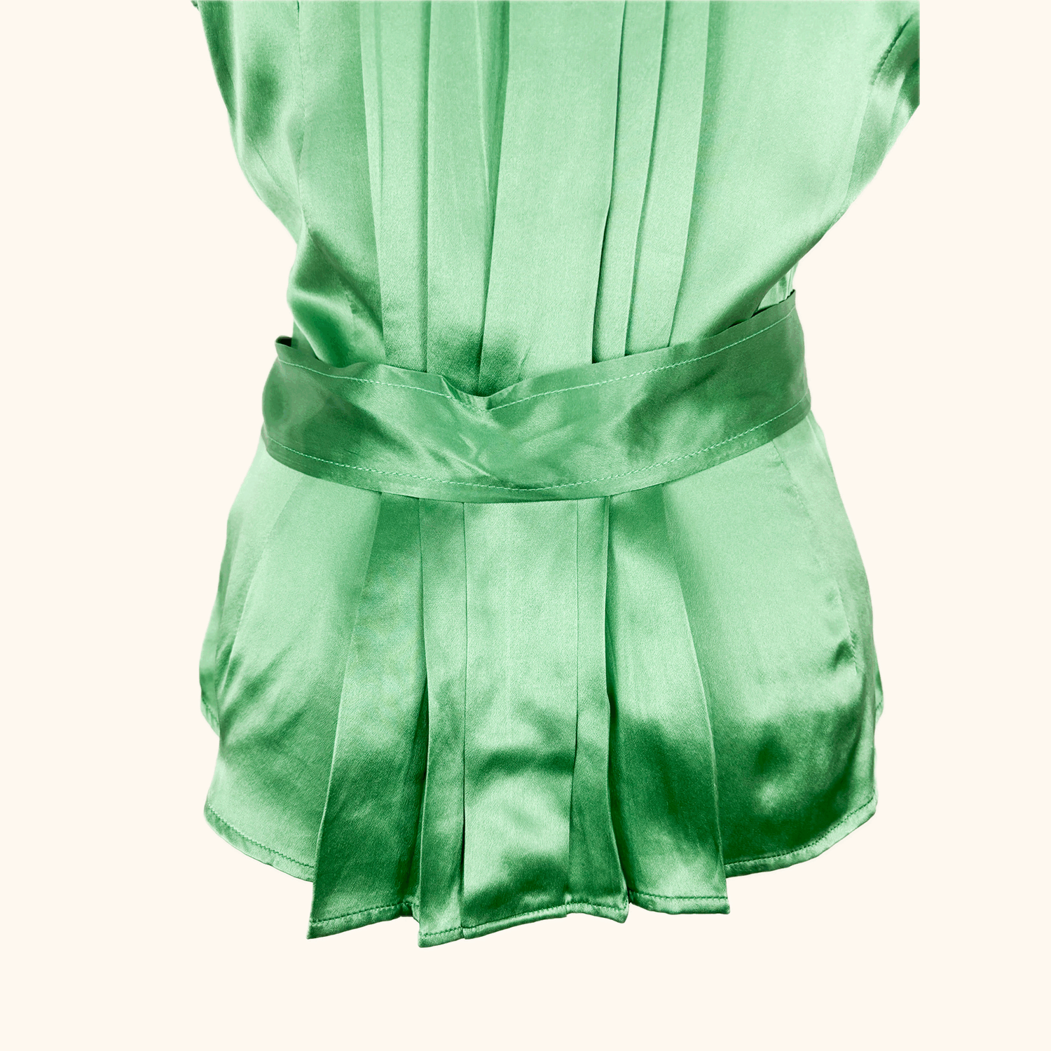 Zara Green Satin Short Sleeve Button Up Blouse - Size Medium Zara