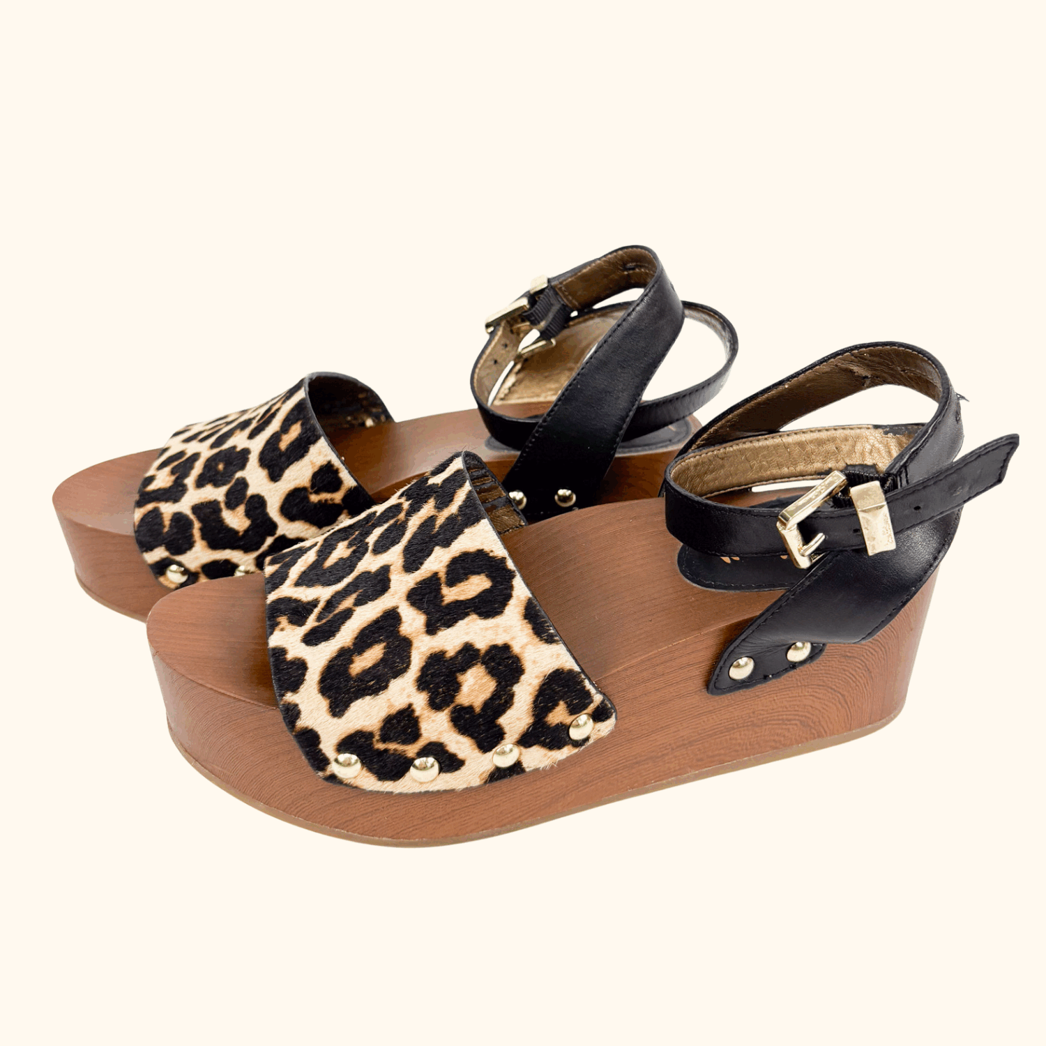 Sam Edelman Faux Fur Leopard Print Platform Wedge Sandals - Size 7 Sam Elderman