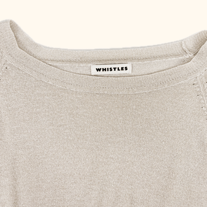 Whistles Cream Metallic Long Sleeve Top - Size 10 Whistles