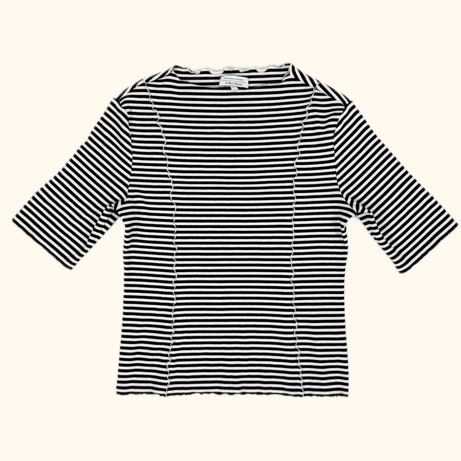 &amp; Other Stories Striped Stretch Frill Top - Size Large &amp; Other Stories