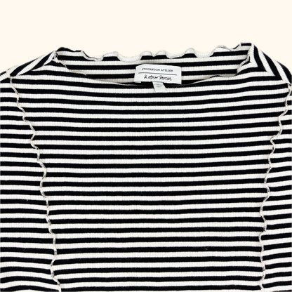 &amp; Other Stories Striped Stretch Frill Top - Size Large &amp; Other Stories
