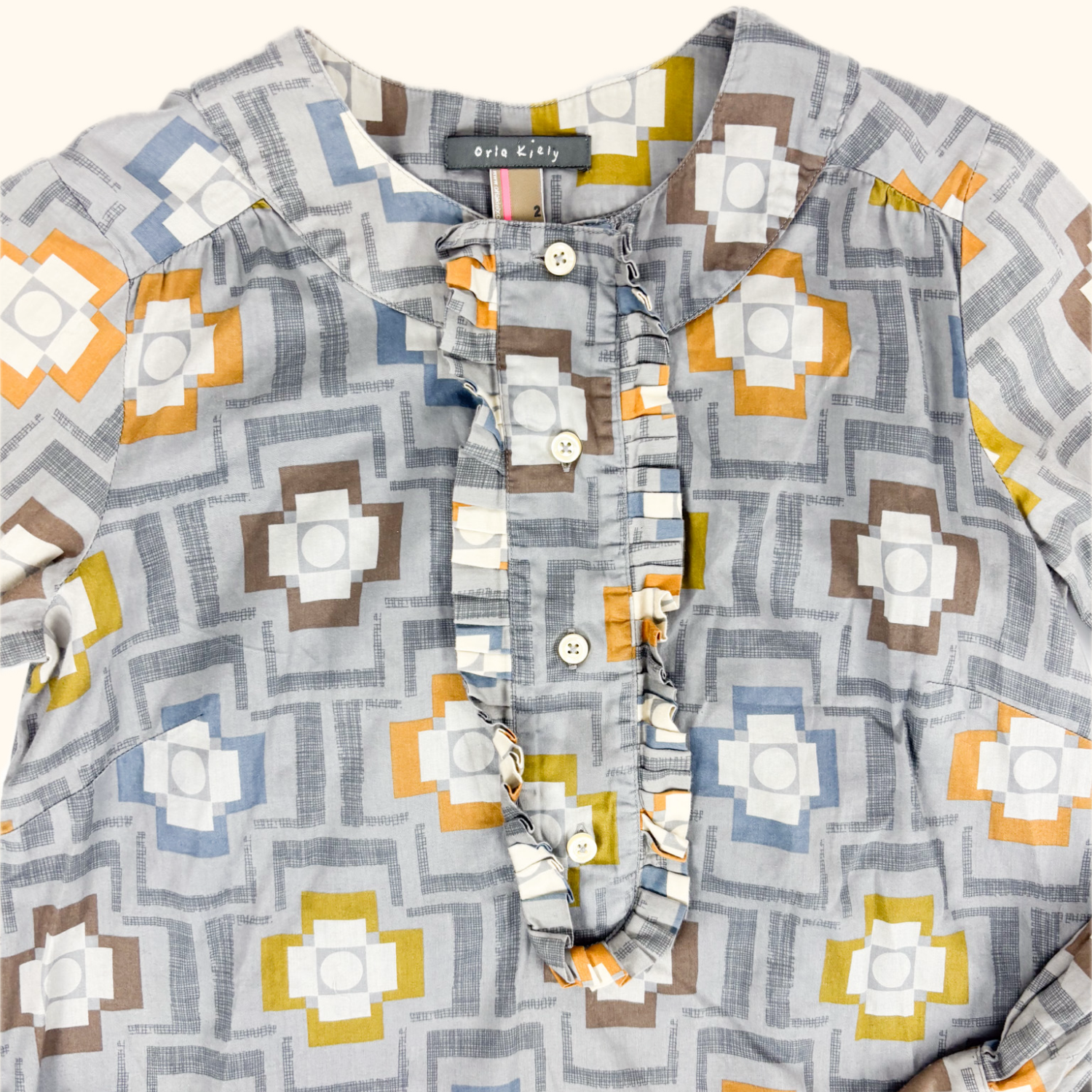 Orla Kiely Geometric Grey Multi Cotton Dress - Size 6 -  - Dresses