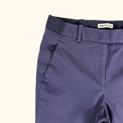 Whistles Navy Blue Slim Tailored Trousers - Size 8
