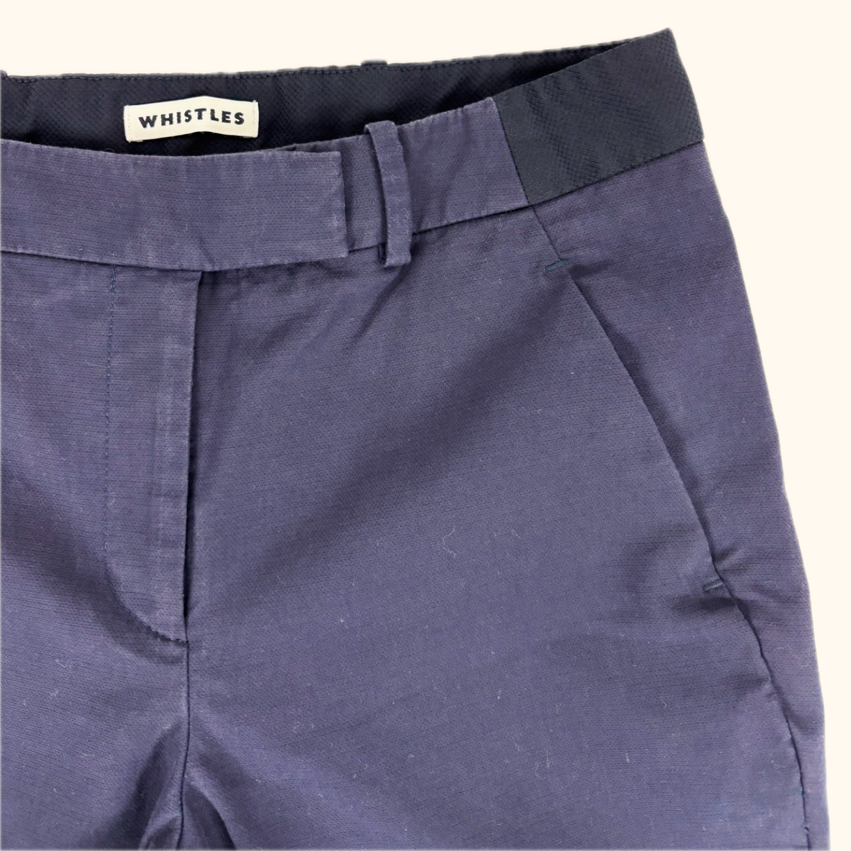 Whistles Navy Blue Slim Tailored Trousers - Size 8