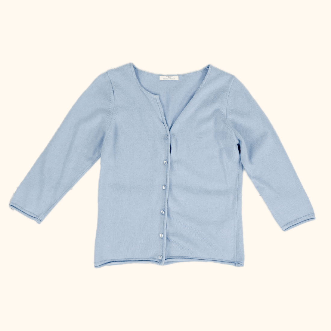 Vintage St Michael Cool Blue Merino Wool Blend Cardigan - Size 10 St Michael