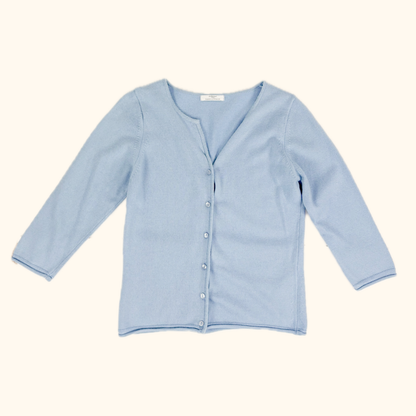Vintage St Michael Cool Blue Merino Wool Blend Cardigan - Size 10 St Michael