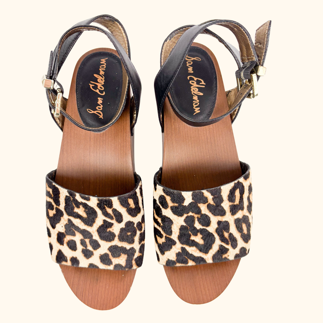 Sam Edelman Faux Fur Leopard Print Platform Wedge Sandals - Size 7 Sam Elderman
