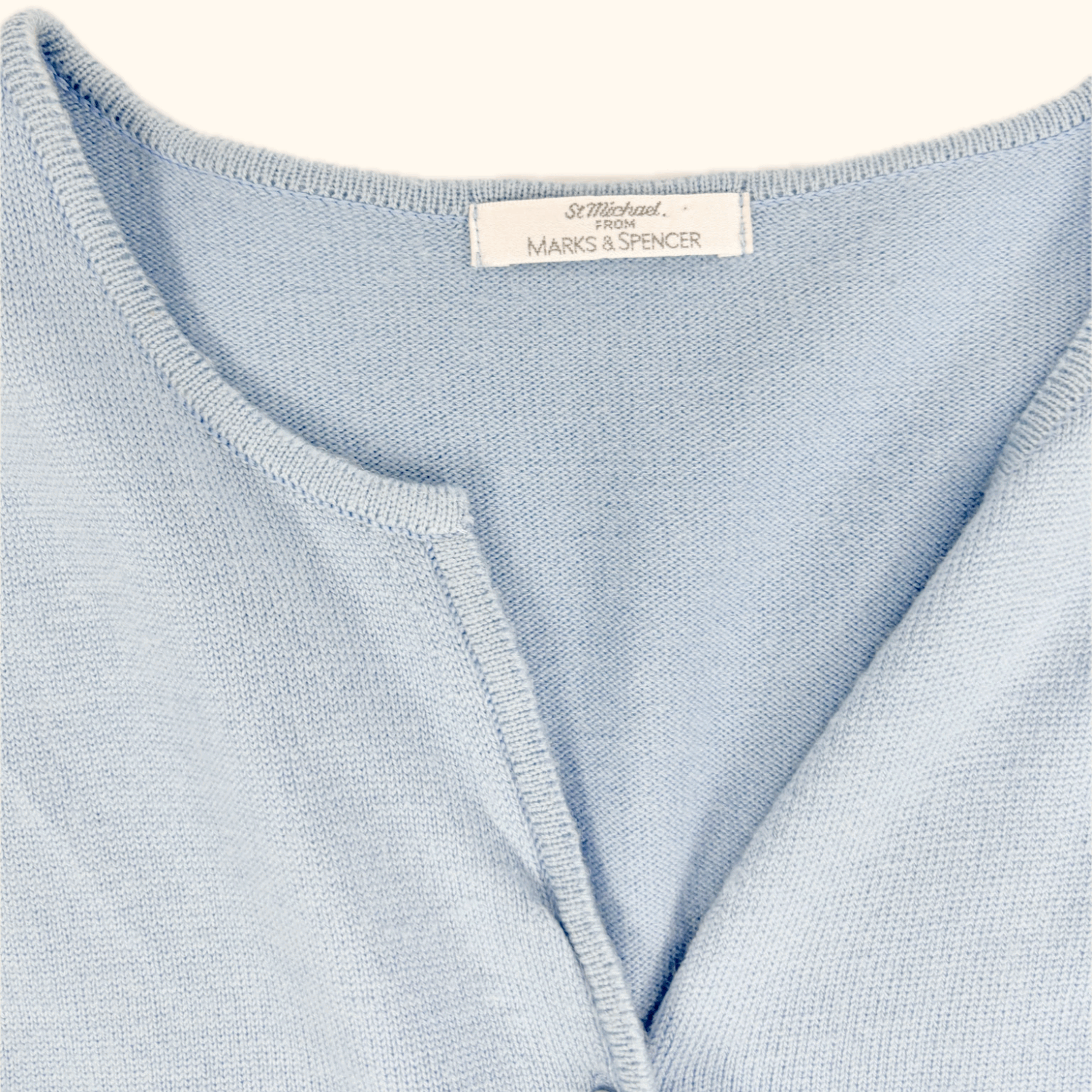 Vintage St Michael Cool Blue Merino Wool Blend Cardigan - Size 10 St Michael