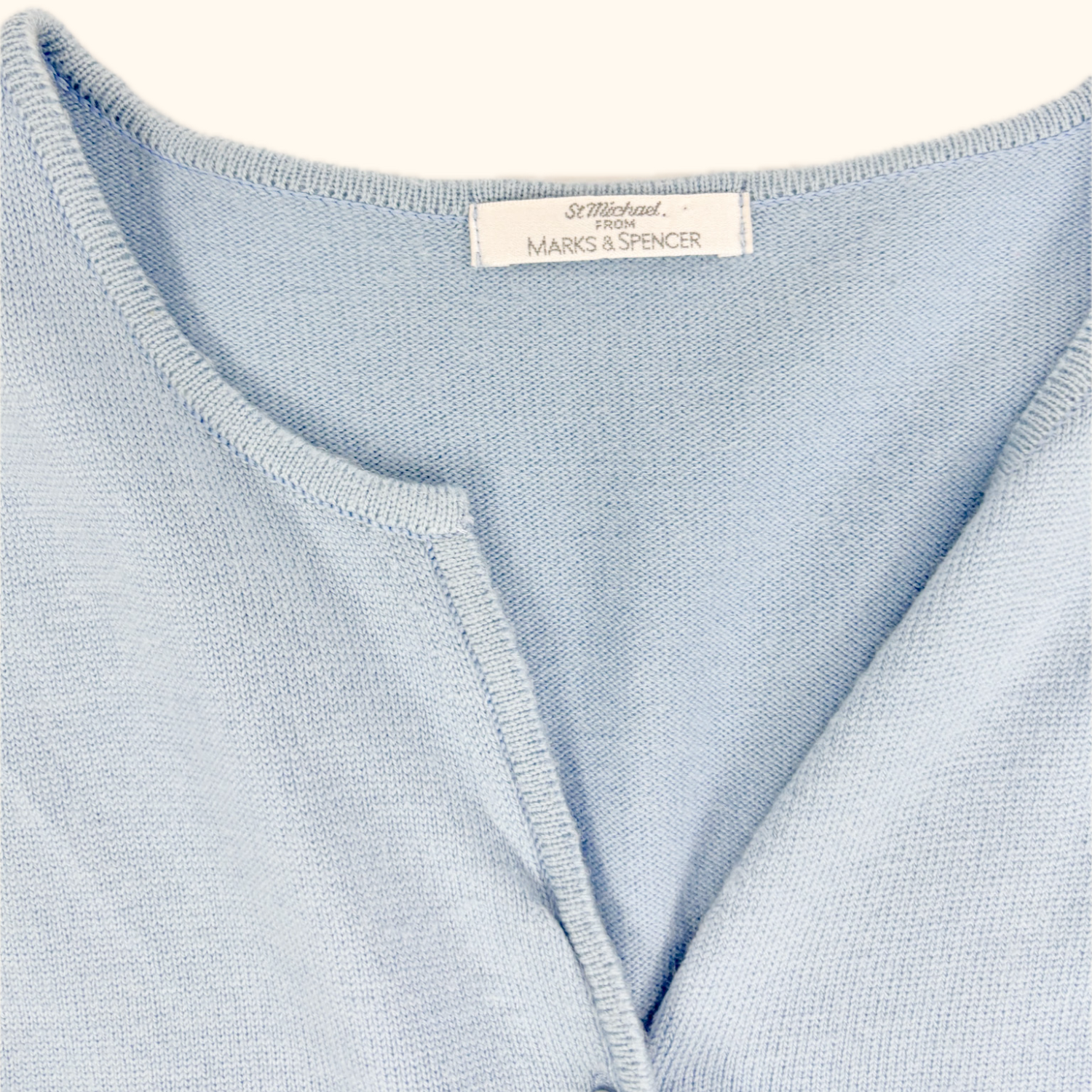 Vintage St Michael Cool Blue Merino Wool Blend Cardigan - Size 10 St Michael