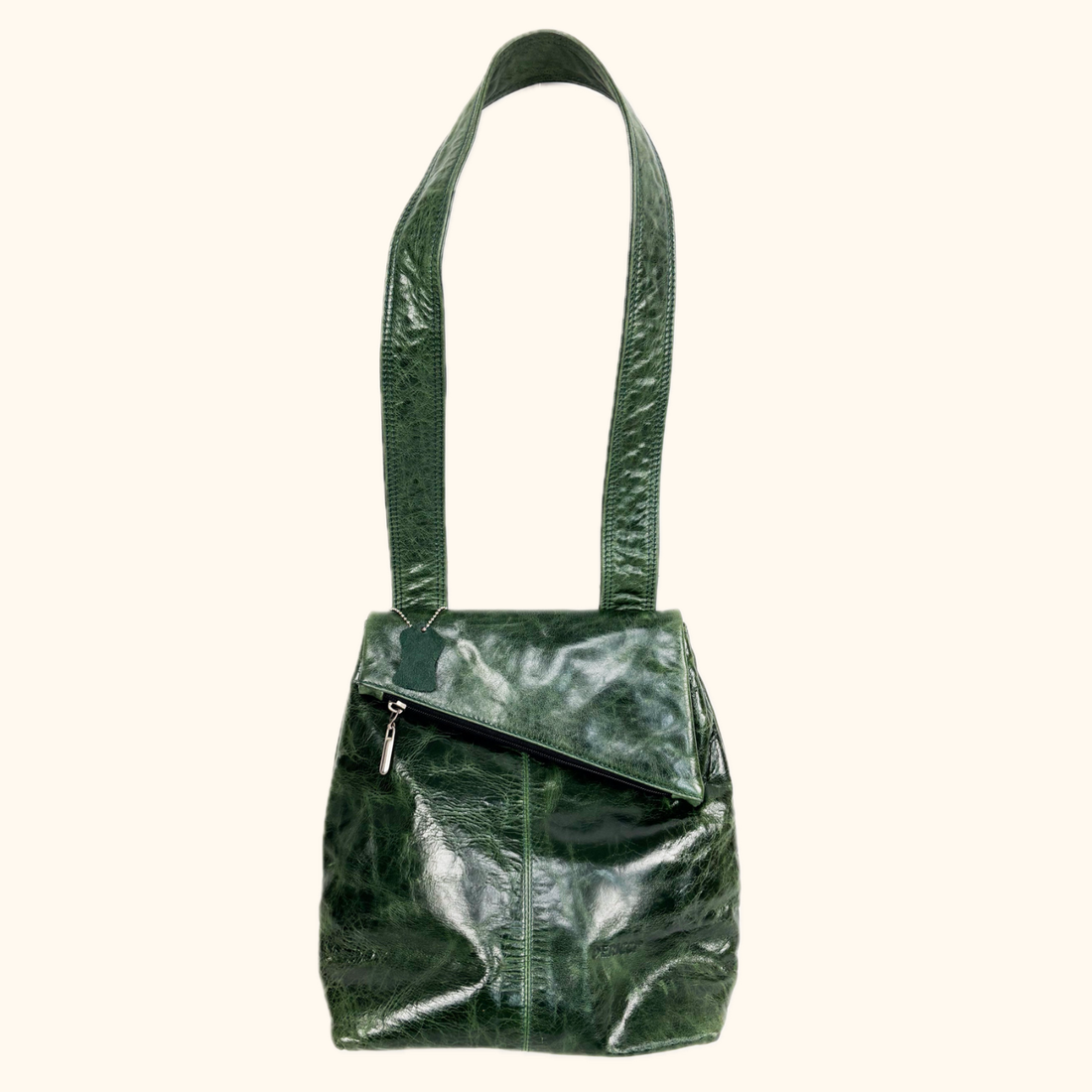Dericci Emerald Green Leather Fold Over Shoulder Bag Dericci