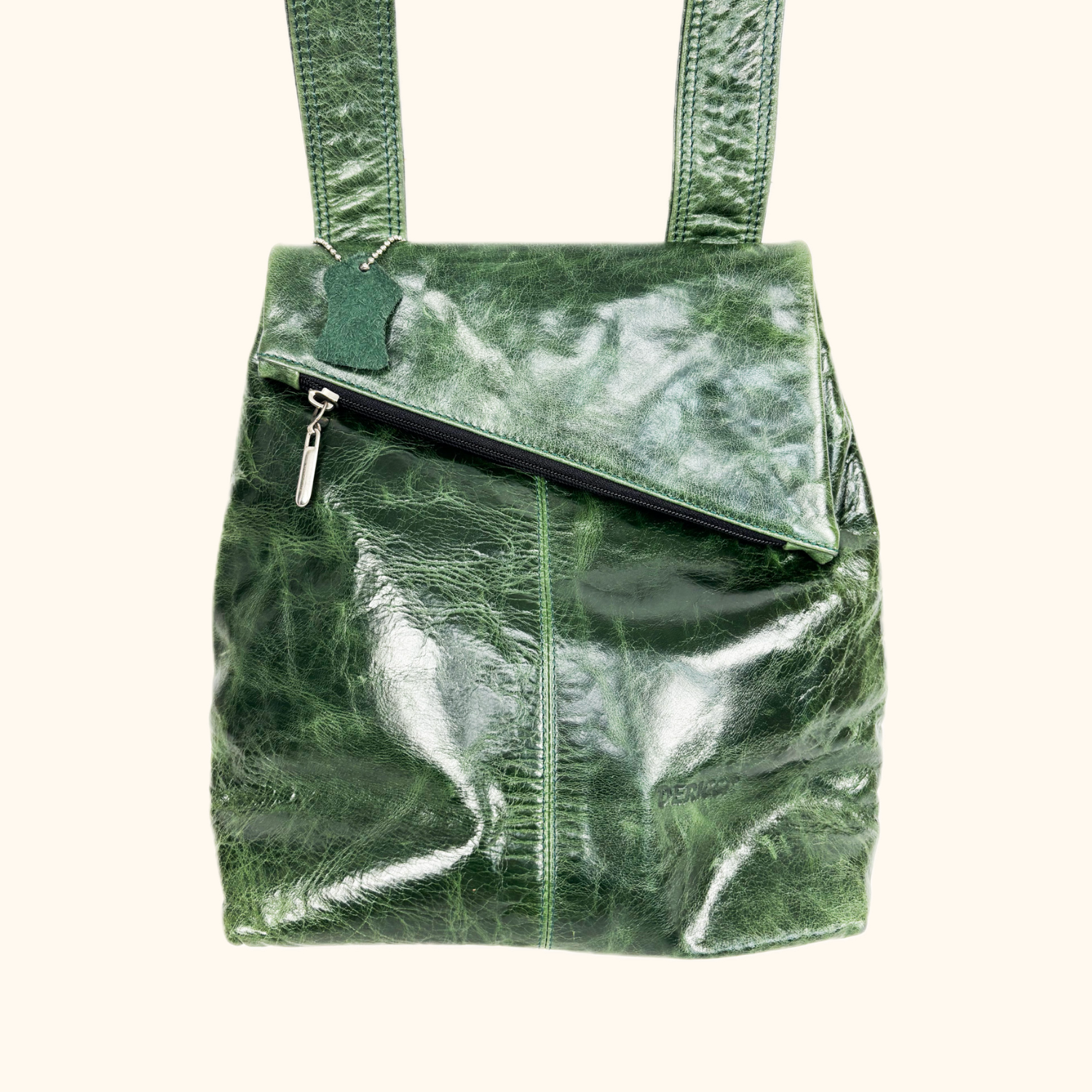 Dericci Emerald Green Leather Fold Over Shoulder Bag Dericci