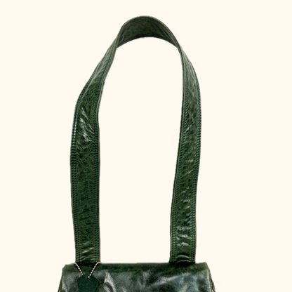 Dericci Emerald Green Leather Fold Over Shoulder Bag Dericci