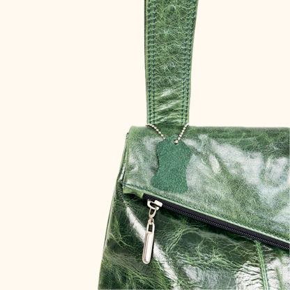 Dericci Emerald Green Leather Fold Over Shoulder Bag Dericci