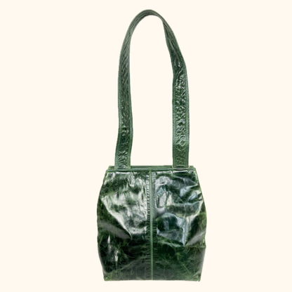 Dericci Emerald Green Leather Fold Over Shoulder Bag Dericci