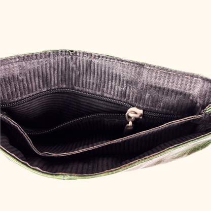 Dericci Emerald Green Leather Fold Over Shoulder Bag Dericci