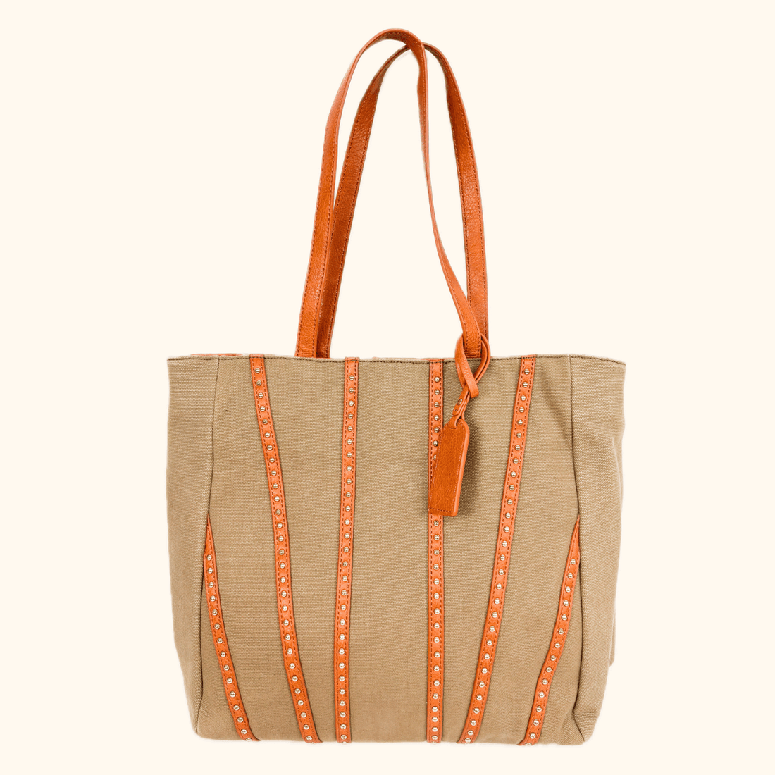 Sole Society Canvas Leather Brown Shopper Tote Bag Sole Society