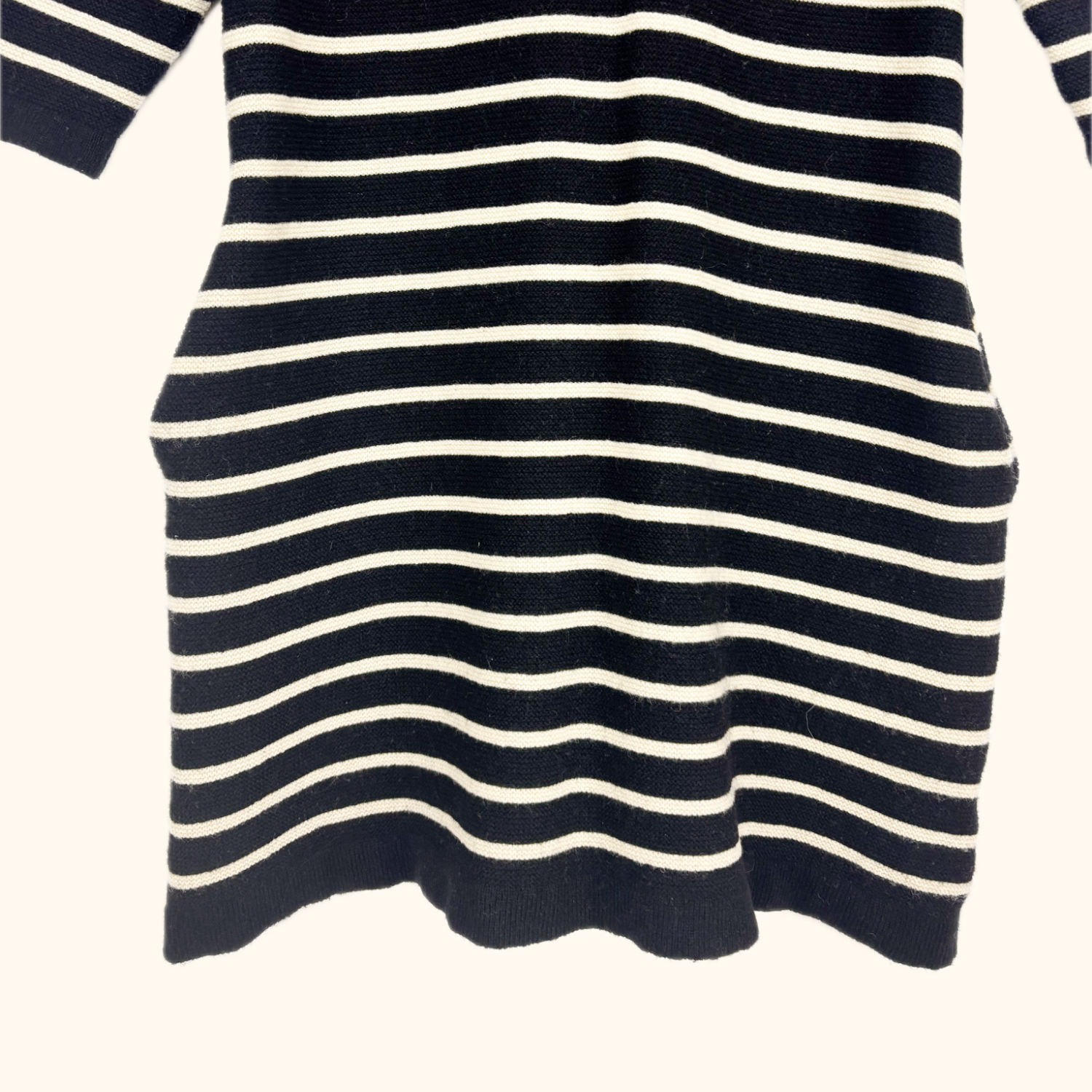 Joanie Black Stripe Knitted Wool Blend Dress - Size Medium Joanie