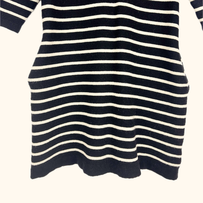 Joanie Black Stripe Knitted Wool Blend Dress - Size Medium Joanie