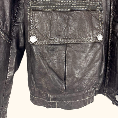 Milestone Hooded Leather Biker Jacket - Size Small Milestone