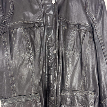 Milestone Hooded Leather Biker Jacket - Size Small Milestone