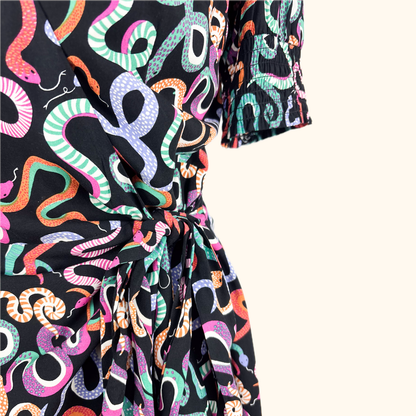 Joanie Savannah Multi Snake Print Wrap Midi Dress - Size 10 -  - Dresses