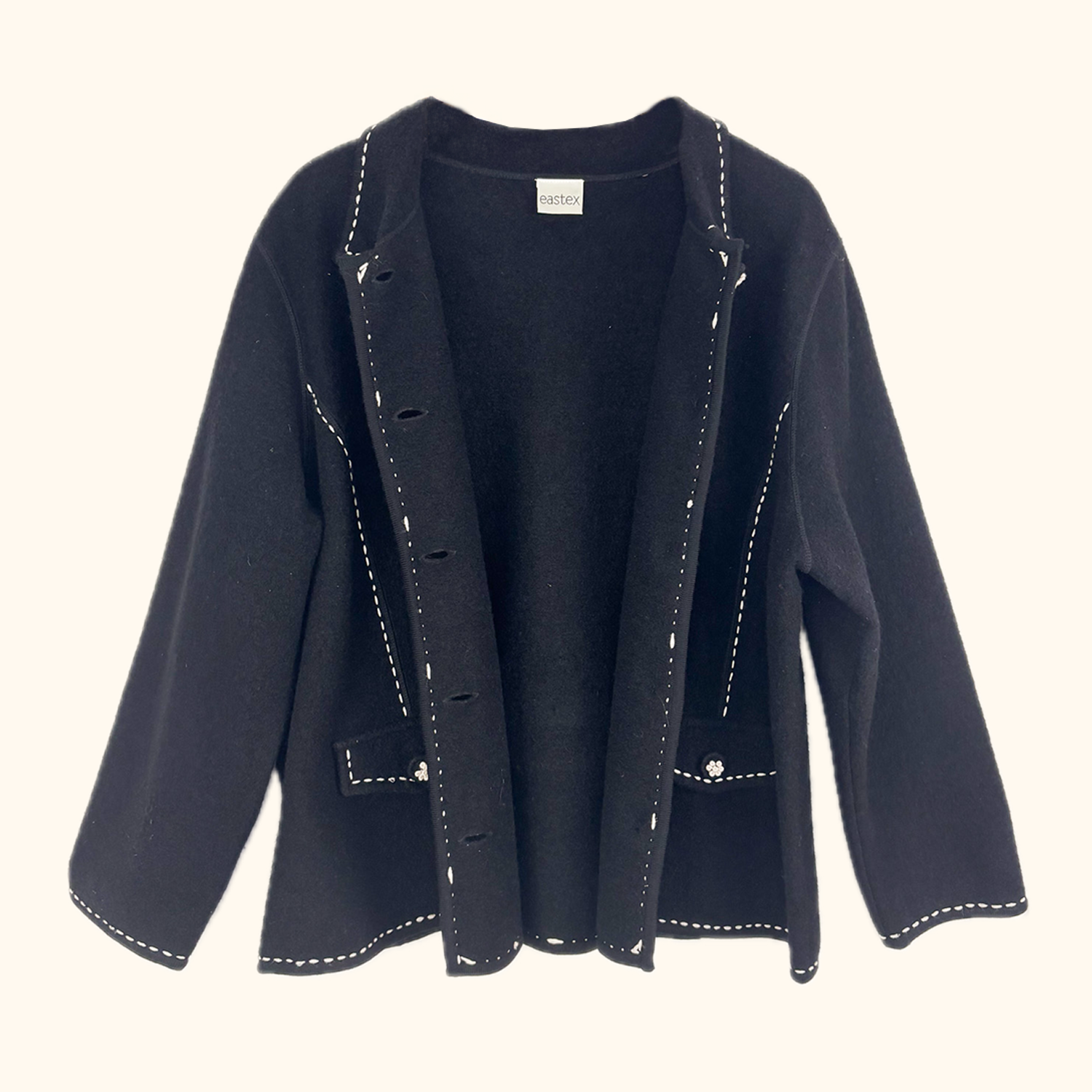 Eastex 100% Wool Black Button Up Jacket - Size 20 Eastex