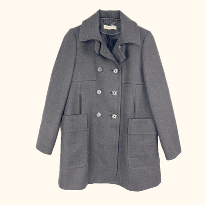 Whistles Charcoal Grey Mid-Length Peacoat - Size 10 Whistles