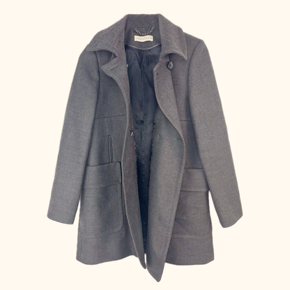 Whistles Charcoal Grey Mid-Length Peacoat - Size 10