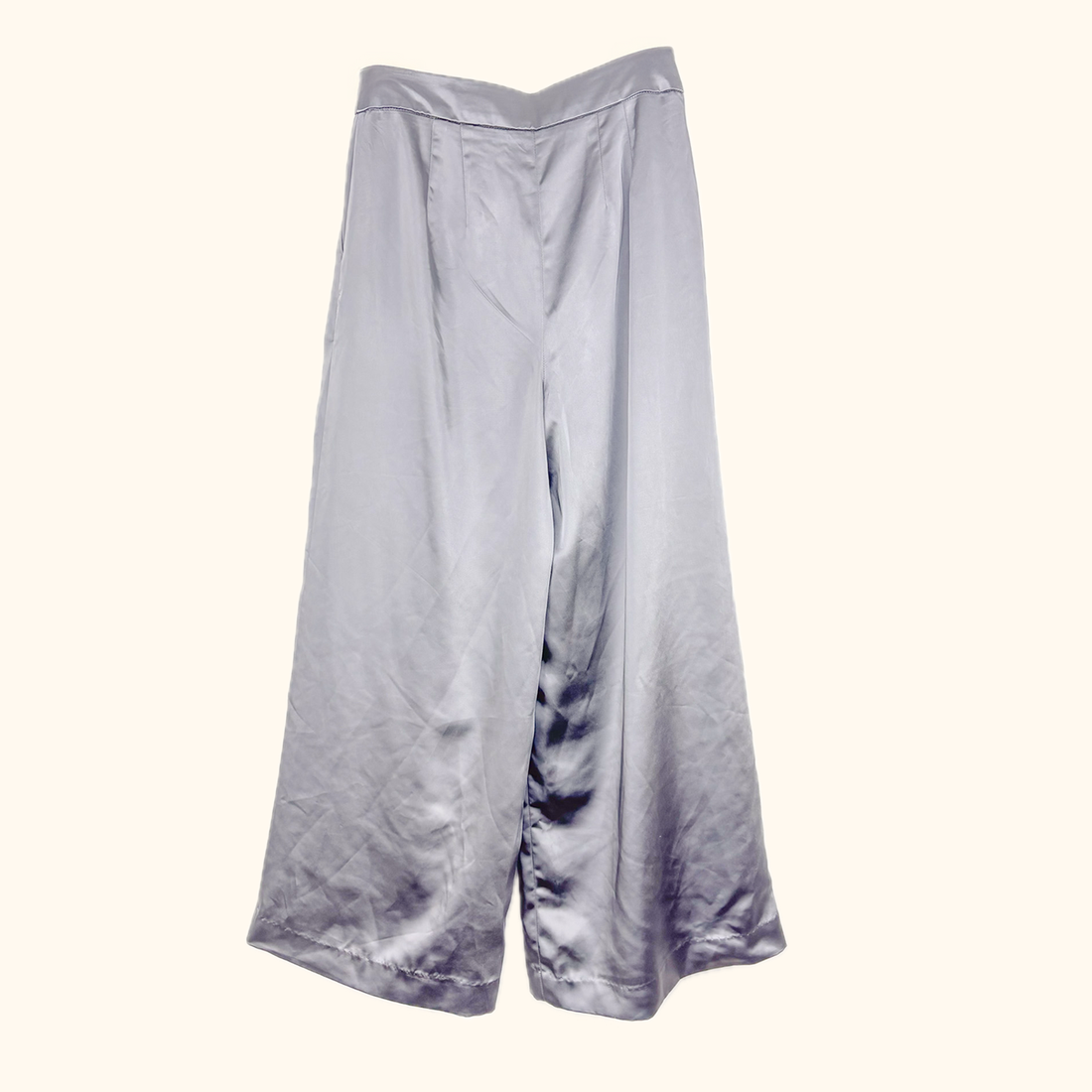 Express Wide Leg Satin Grey Tailored Trousers - Size 8S Express