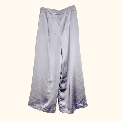 Express Wide Leg Satin Grey Tailored Trousers - Size 8S -  - Jeans &amp; Trousers