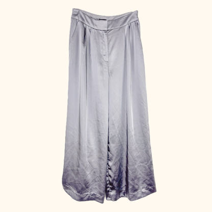 Express Wide Leg Satin Grey Tailored Trousers - Size 8S -  - Jeans &amp; Trousers