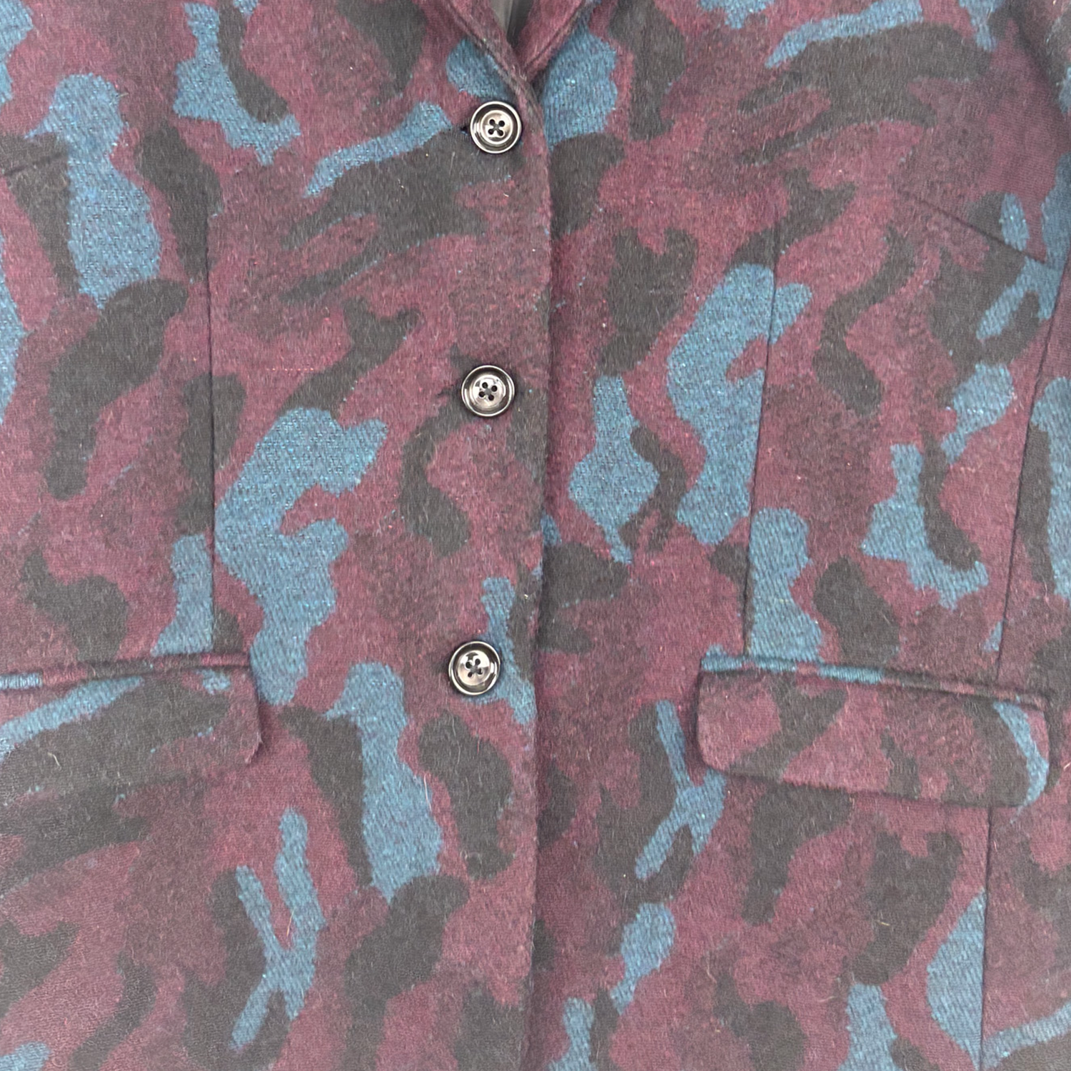 Alice Collins Burgundy Camo Wool Blend Blazer - Size 14 Alice Collins