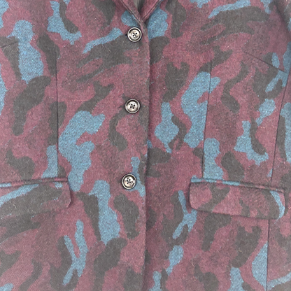 Alice Collins Burgundy Camo Wool Blend Blazer - Size 14 Alice Collins