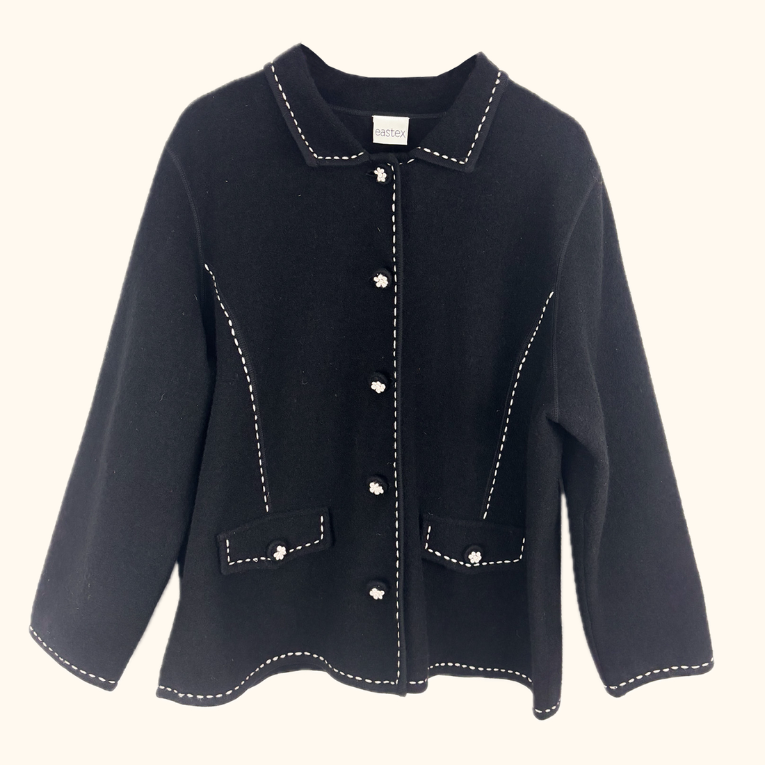 Eastex 100% Wool Black Button Up Jacket - Size 20 Eastex