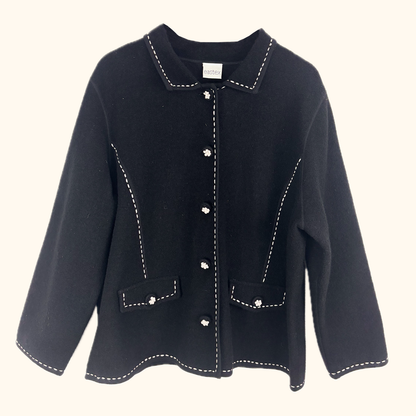 Eastex 100% Wool Black Button Up Jacket - Size 20 Eastex