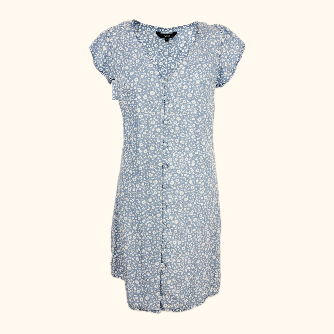 Next Cool Blue Ditsy Floral Mini Dress - Size 6 Next