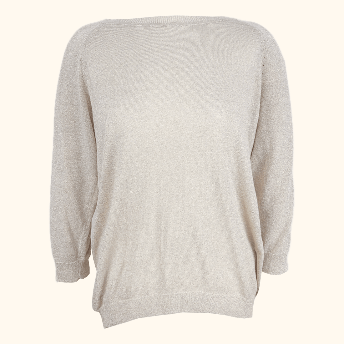 Whistles Cream Metallic Long Sleeve Top - Size 10 Whistles