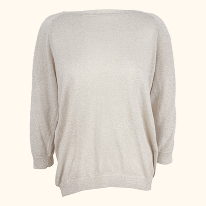 Whistles Cream Metallic Long Sleeve Top - Size 10 Whistles