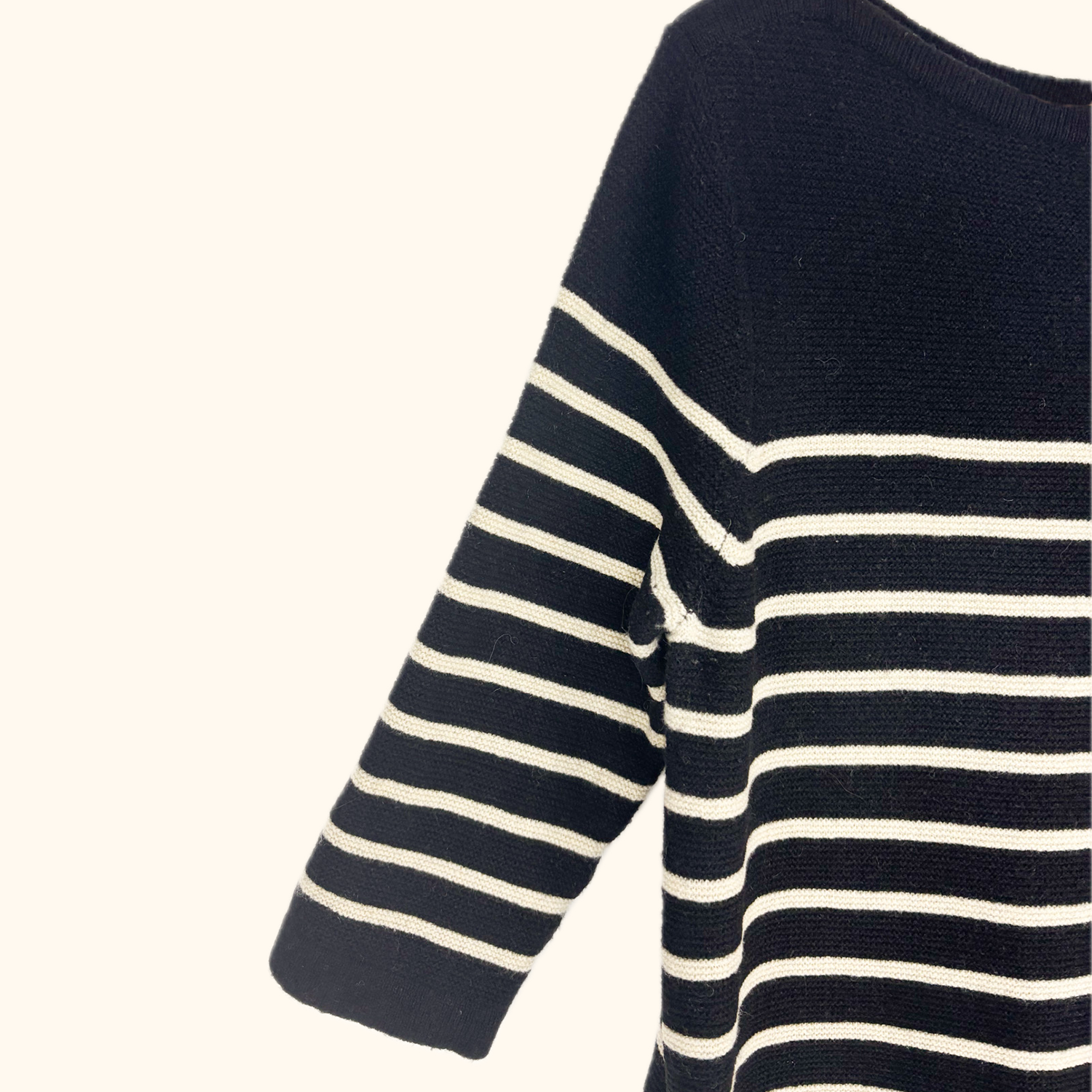 Joanie Black Stripe Knitted Wool Blend Dress - Size Medium Joanie