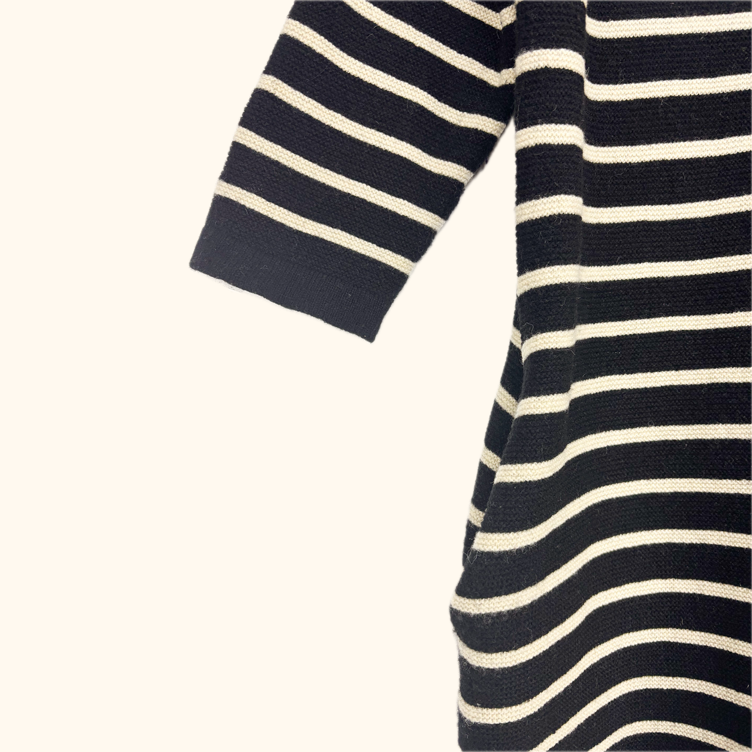 Joanie Black Stripe Knitted Wool Blend Dress - Size Medium Joanie