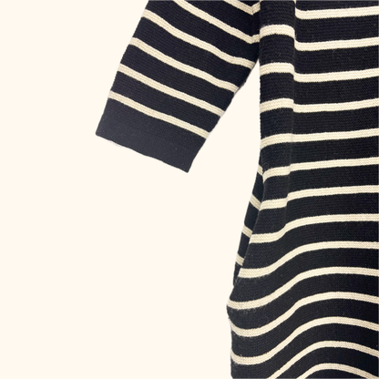 Joanie Black Stripe Knitted Wool Blend Dress - Size Medium Joanie