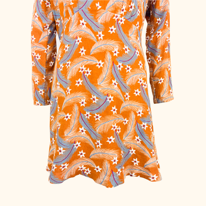 &amp; Other Stories Burnt Orange Feather Floral Patterned Dress - Size 14 &amp; Other Stories