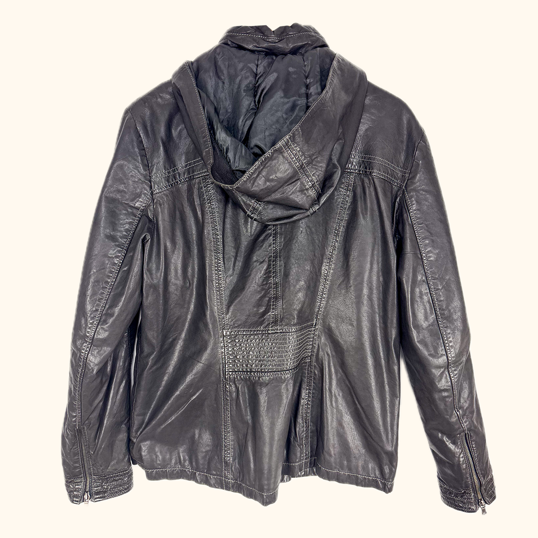 Milestone Hooded Leather Biker Jacket - Size Small Milestone