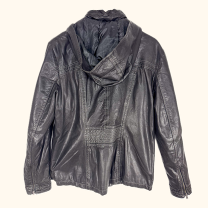 Milestone Hooded Leather Biker Jacket - Size Small Milestone