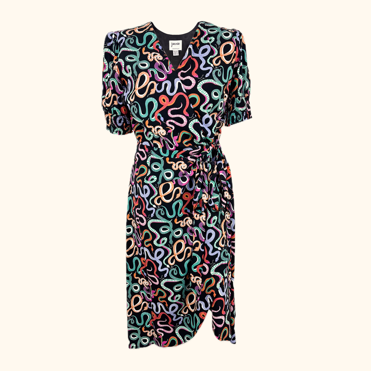 Joanie Savannah Multi Snake Print Wrap Midi Dress - Size 10 -  - Dresses