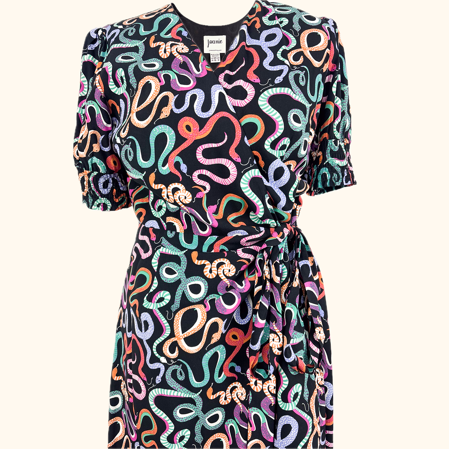 Joanie Savannah Multi Snake Print Wrap Midi Dress - Size 10 -  - Dresses