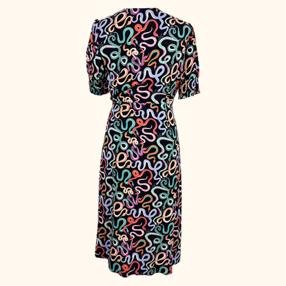 Joanie Savannah Multi Snake Print Wrap Midi Dress - Size 10 -  - Dresses
