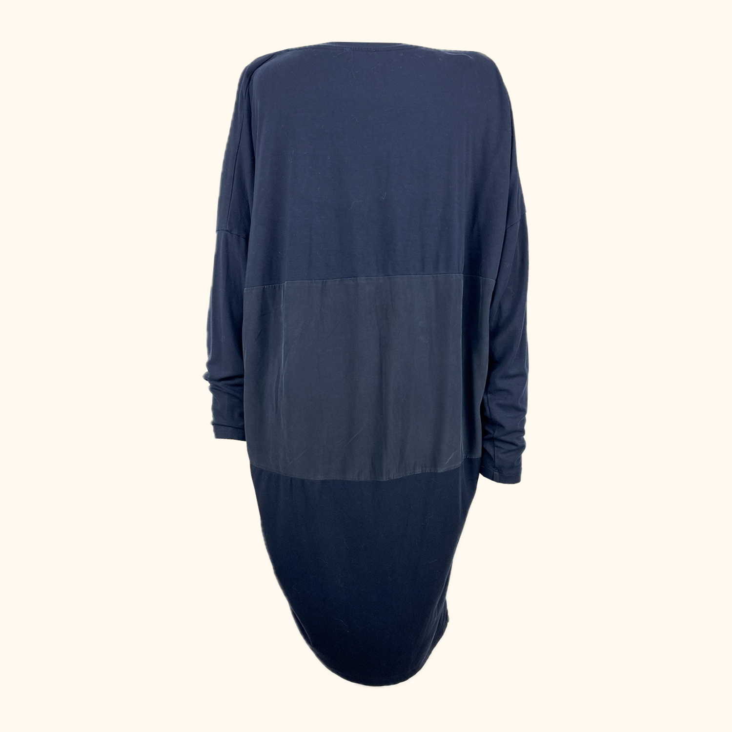 Cos Navy Blue Jersey Silk Midi Dress - Size Large Cos