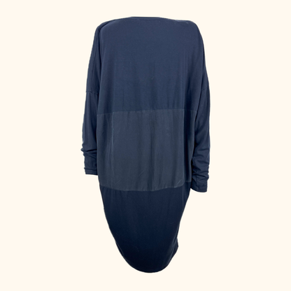 Cos Navy Blue Jersey Silk Midi Dress - Size Large Cos
