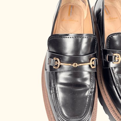 Sam Elderman Laurs Black Leather Loafers - Size 7 Sam Elderman
